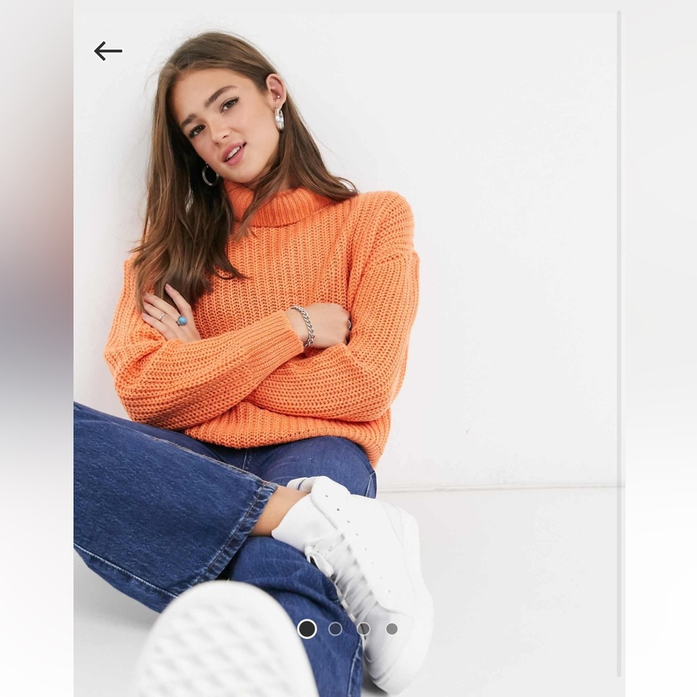 THREADBARE grace chunky fisherman’s sweater high neck in orange